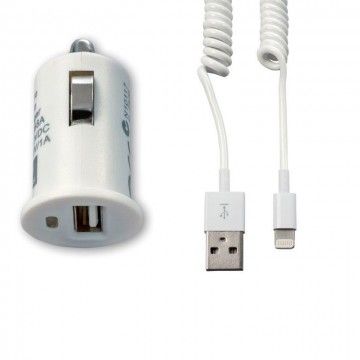 TECH FUZZION CAR CHARGER 1USB 12V CABLE WH IPHONE 5