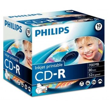 PHILIPS CD-R 80MIN 700MB 52x INKJET PRINTABLE