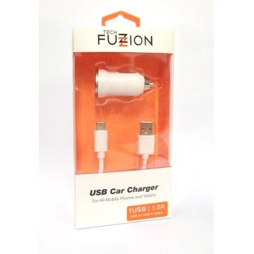 TECH FUZZION CAR CHARGER 1 USB 12V + CABO TYPE-C USB