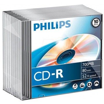 PHILIPS CD-R 80MIN 700MB 52x SL (10)