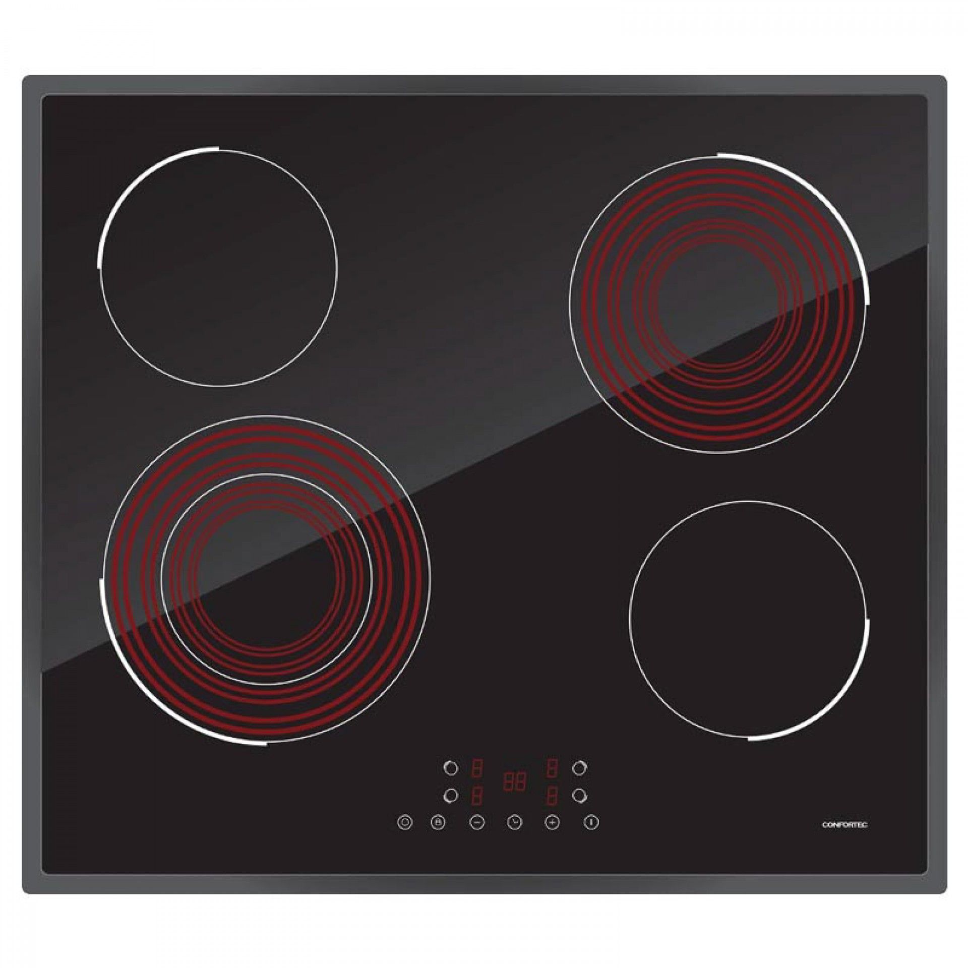 CONFORTEC PLACA VITRO 4 ZONAS 6400W