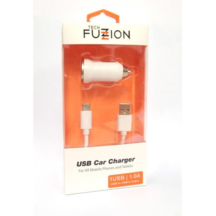 TECH FUZZION CAR CHARGER 1 USB 12V + CABO TYPE-C USB