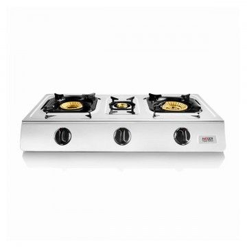 HAEGER FOGAREIRO INOX GAS 3 QUEIMADORES DUPLOS DE BRONZE