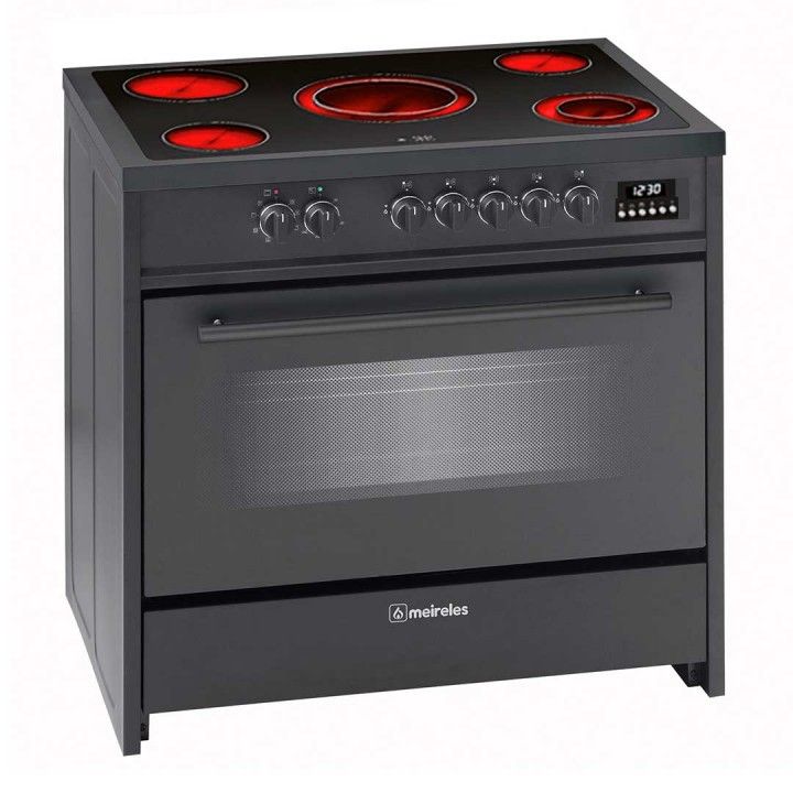 MEIRELES FOGAO 90CM INOX VITRO+FORNO ELECTRICO MULTIF. A PRE