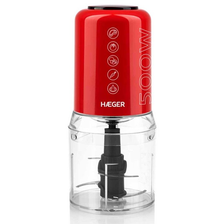 HAEGER PICADORA 500W CAPACIDADE 200GR LAMINA AO INOX VERMEL