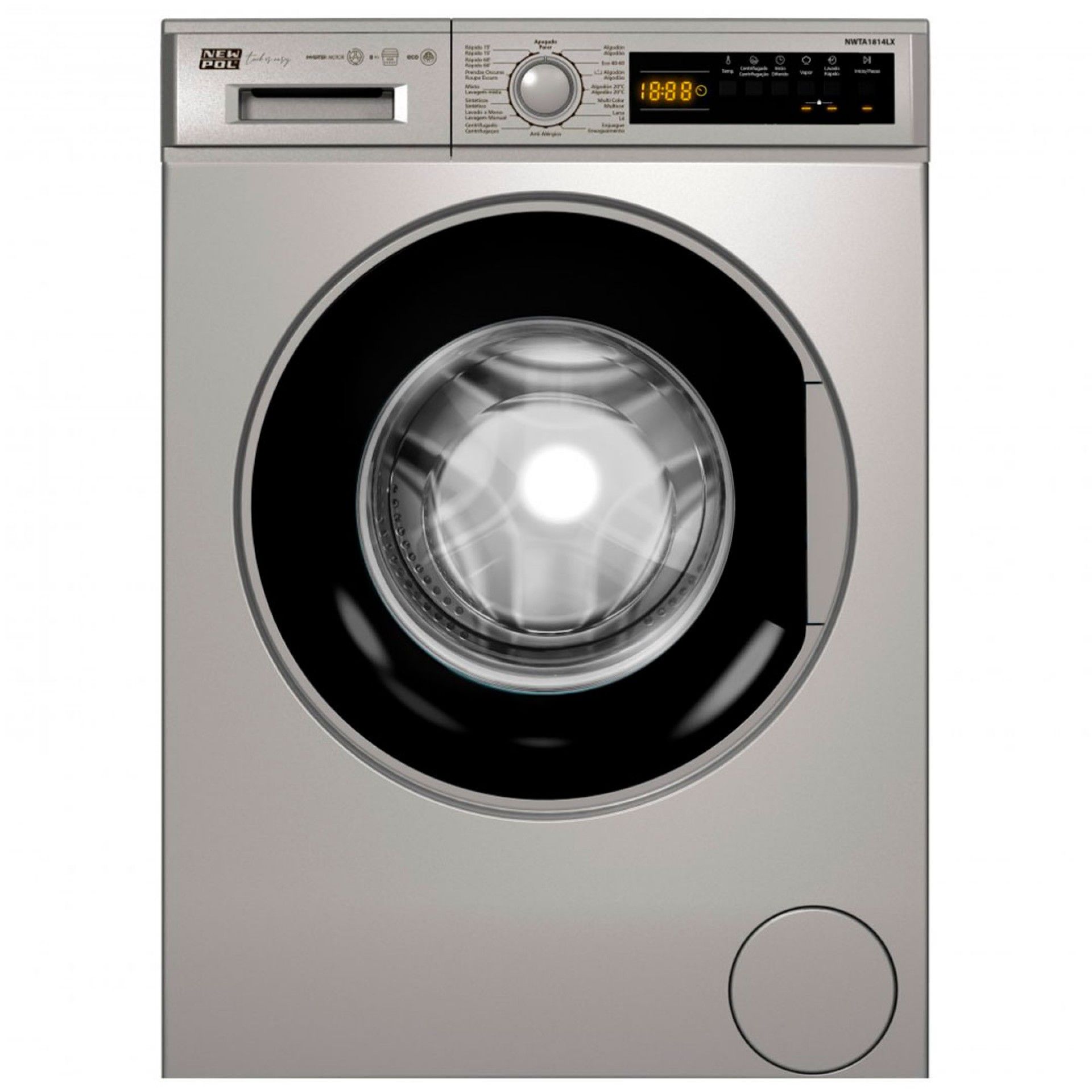 NEW POL MAQUINA ROUPA 8KG 1400RT SILVER (A)