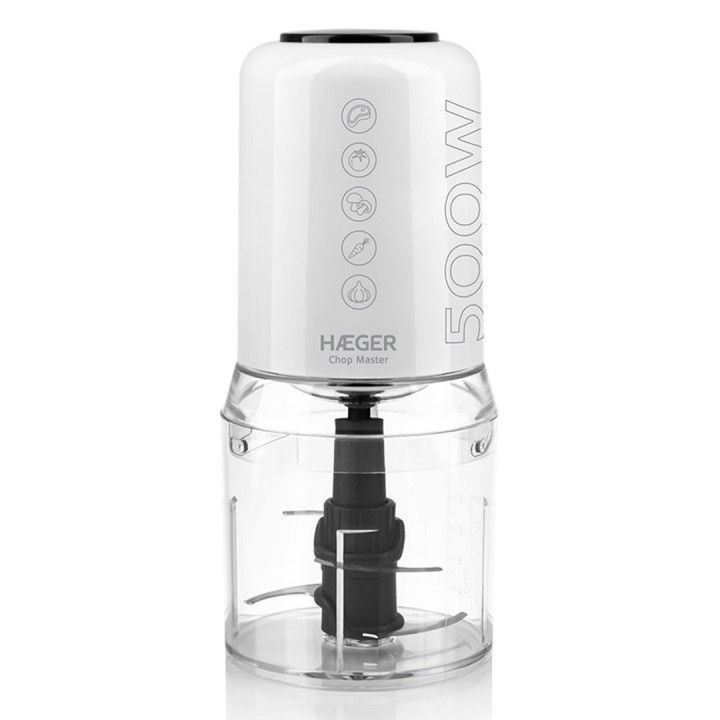 HAEGER PICADORA 500W CAPACIDADE 200GR LAMINA AO INOX BRANCA