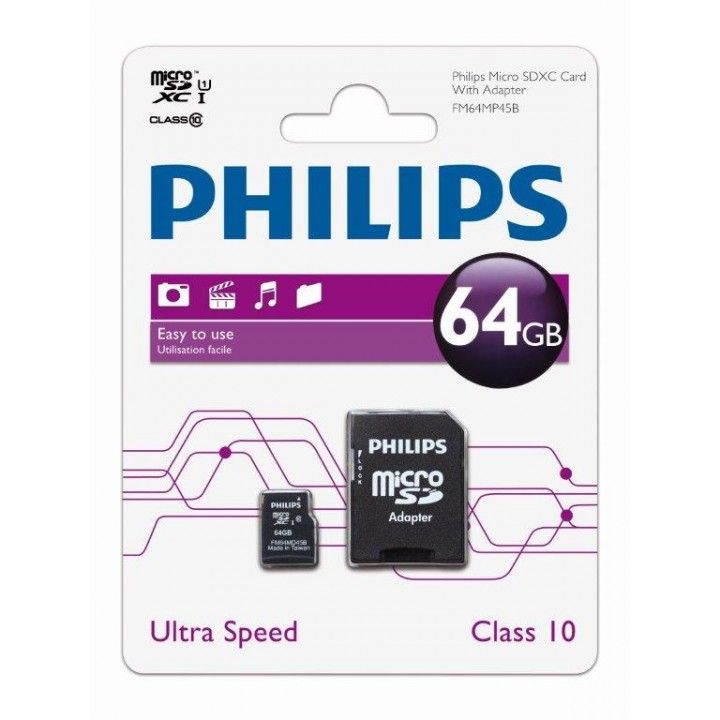 PHILIPS CARTAO MEMORIA SDXC 64GB CLASSE 10 C/ADAPTADOR