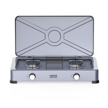 HAEGER FOGAREIRO GAS 2 BICOS 70 E 80MM DOUBLE COOK CINZA