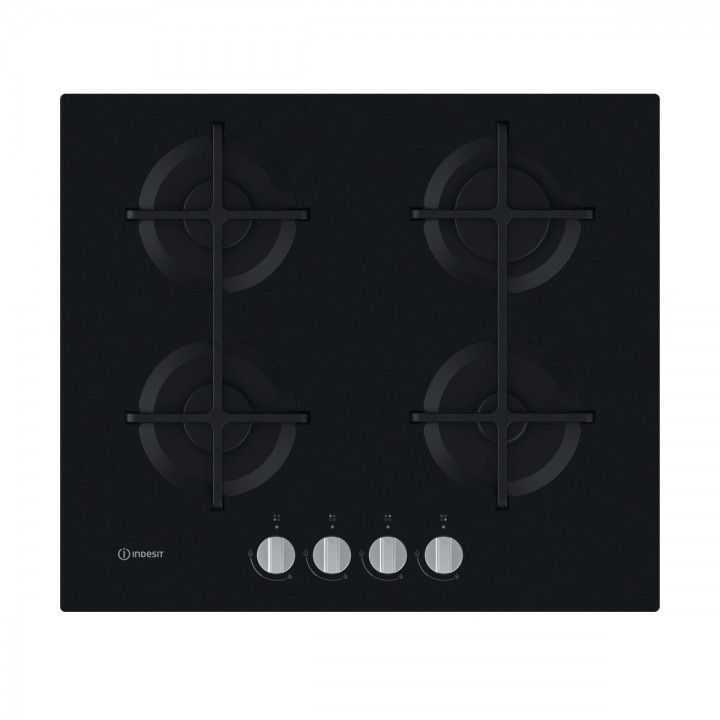 INDESIT PLACA 60CM CRISTALGAS C/ISQUEIRO VIDRO PRETO