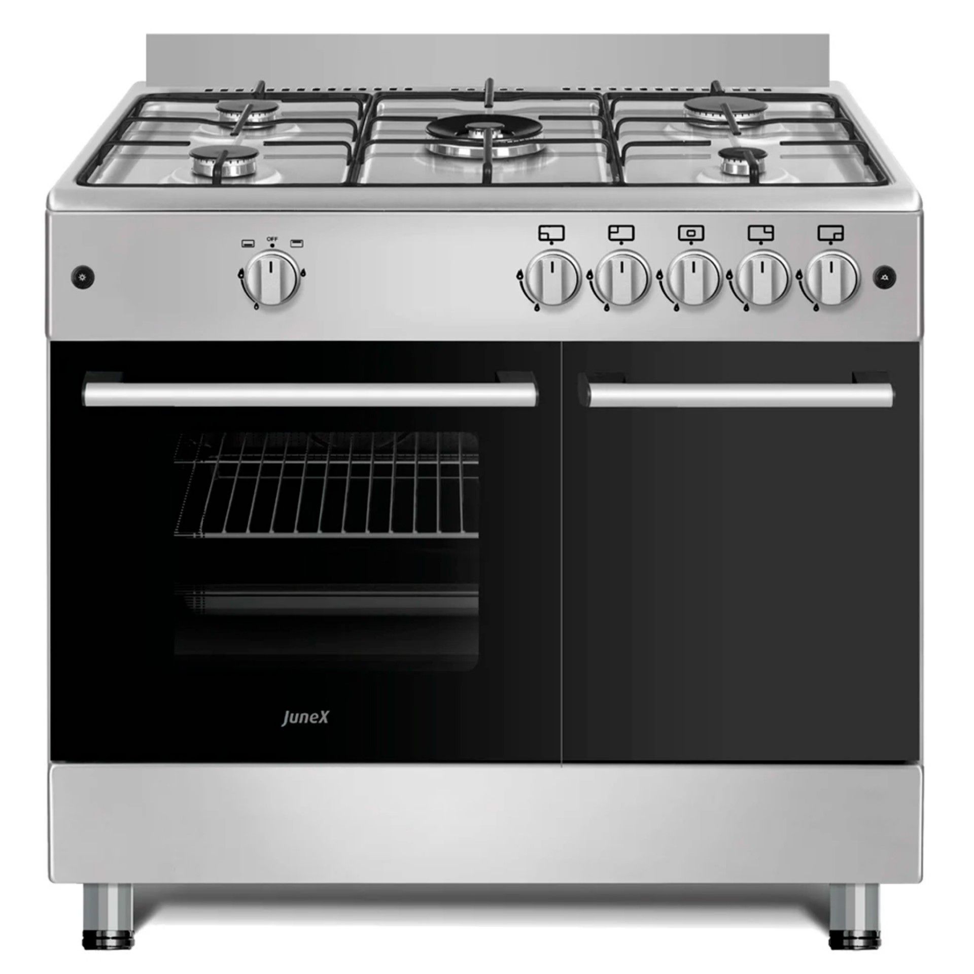JUNEX FOGAO 90X60CM 5GAS (1WOK) BUT PORTA BOTIJA INOX