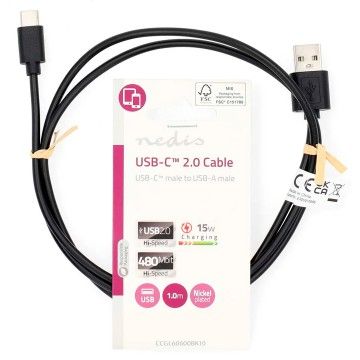 NEDIS CABO USB A MACHO USB C MACHO 15W 480 MBPS 1MT NEDIS CABO USB A MACHO USB C MACHO 15W 480 MBPS 1MT