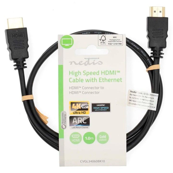 NEDIS CABO HDMI 1MT ALTA VELOCIDADE PRETO NEDIS CABO HDMI 1MT ALTA VELOCIDADE PRETO
