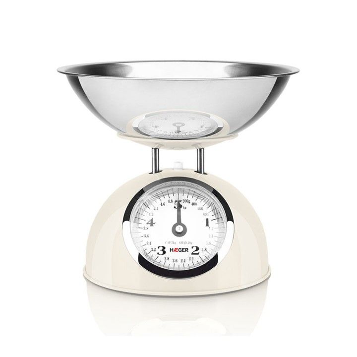 HAEGER BALANÇA COZINHA MECANICA 5KG PASTEL CREAM TAÇA INOX HAEGER BALANÇA COZINHA MECANICA 5KG PASTEL CREAM TAÇA INOX