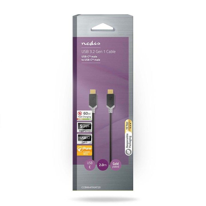 NEDIS CABO USB 3.2 G1 MACHO MACHO 2MT