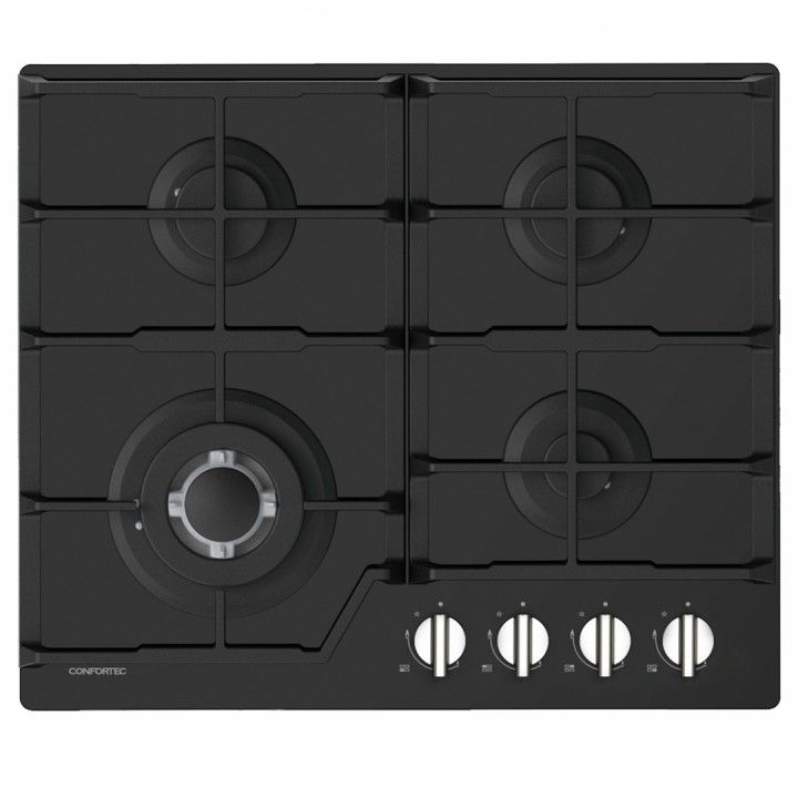 CONFORTEC PLACA 4GAS VIDRO PRETO