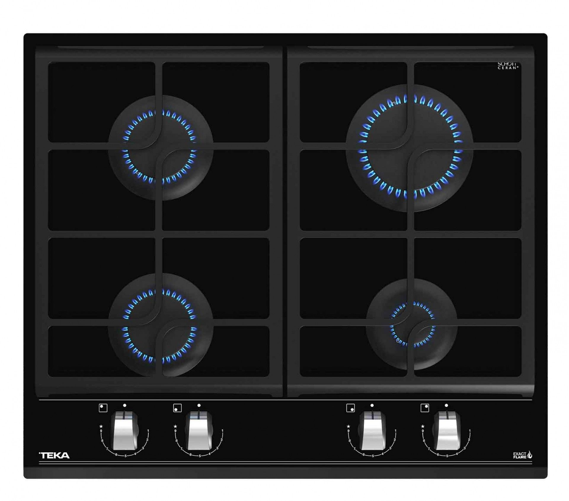 TEKA PLACA CRISTALGAS 60CMS 4 GAS BUT C/INJ P/GAS NAT