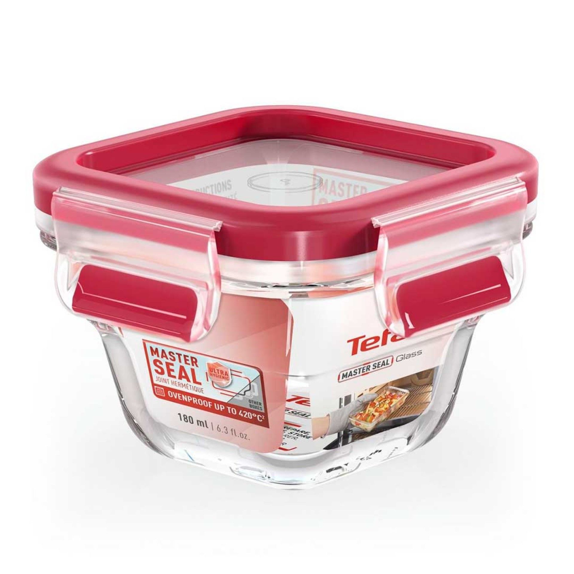 TEFAL CAIXA MASTERSEAL VIDRO QUADRADA 180ML