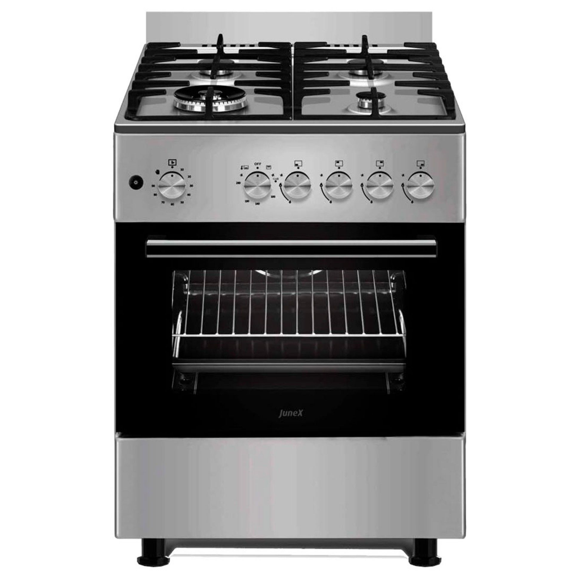 JUNEX FOGAO 60X60CM 4GAS (1WOK) BUT FORNO E GRILL A GAS INOX