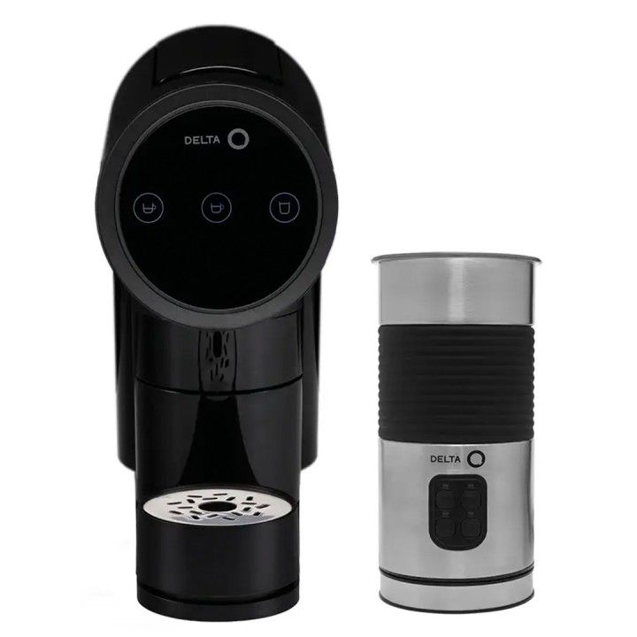 DELTA Q MAQUINA CAFE + MILQ BATEDOR DE LEITE QIT ICONIQ PRET