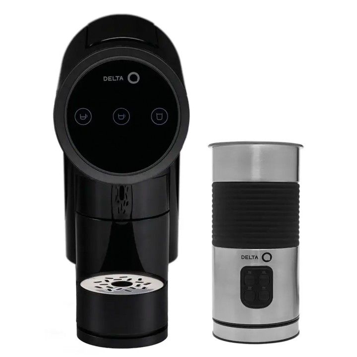 DELTA Q MAQUINA CAFE + MILQ BATEDOR DE LEITE QIT ICONIQ PRET